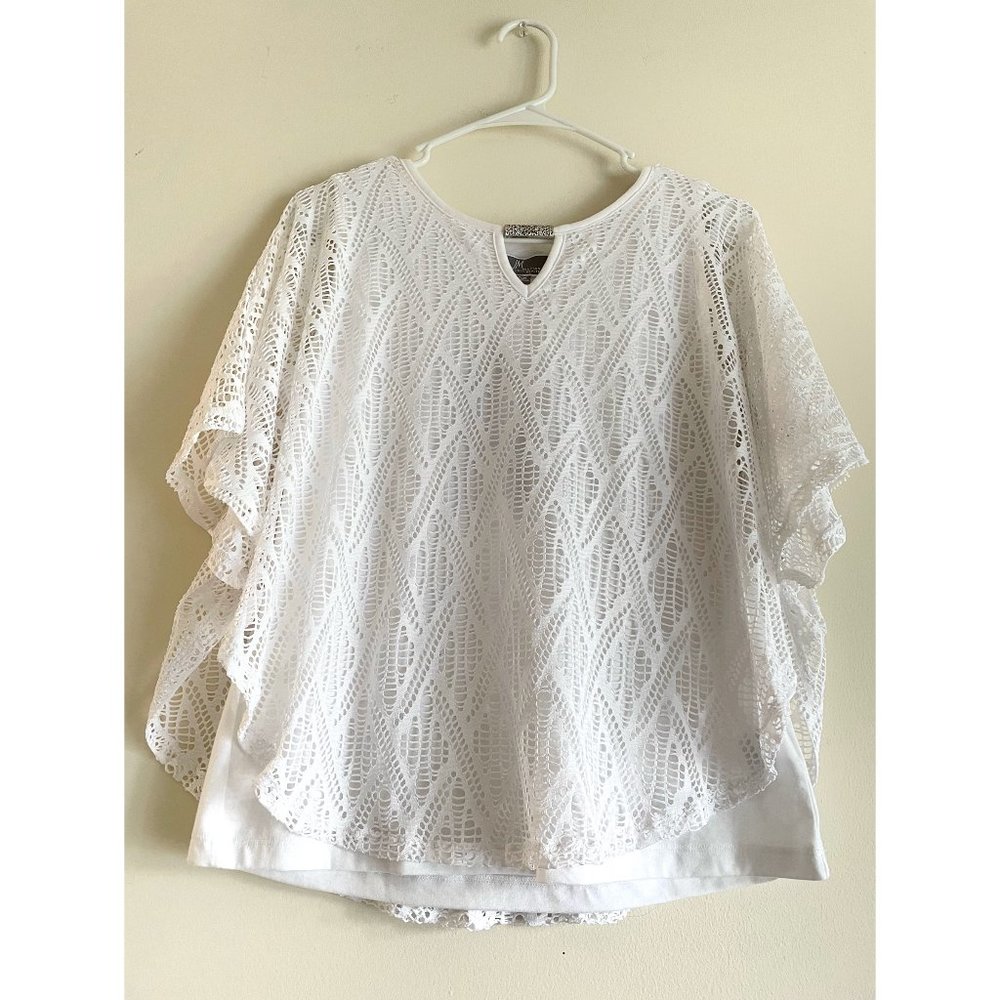 JM Collection White Short Sleeve Top Petite